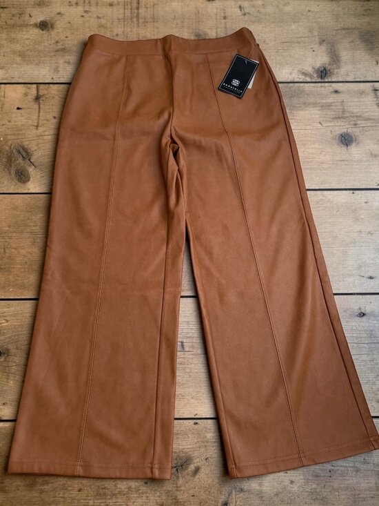 Bagatelle Collection Pants - Bagatelle Collection Womens Faux Leather Wide-Leg Pants Camel Brown Size L new